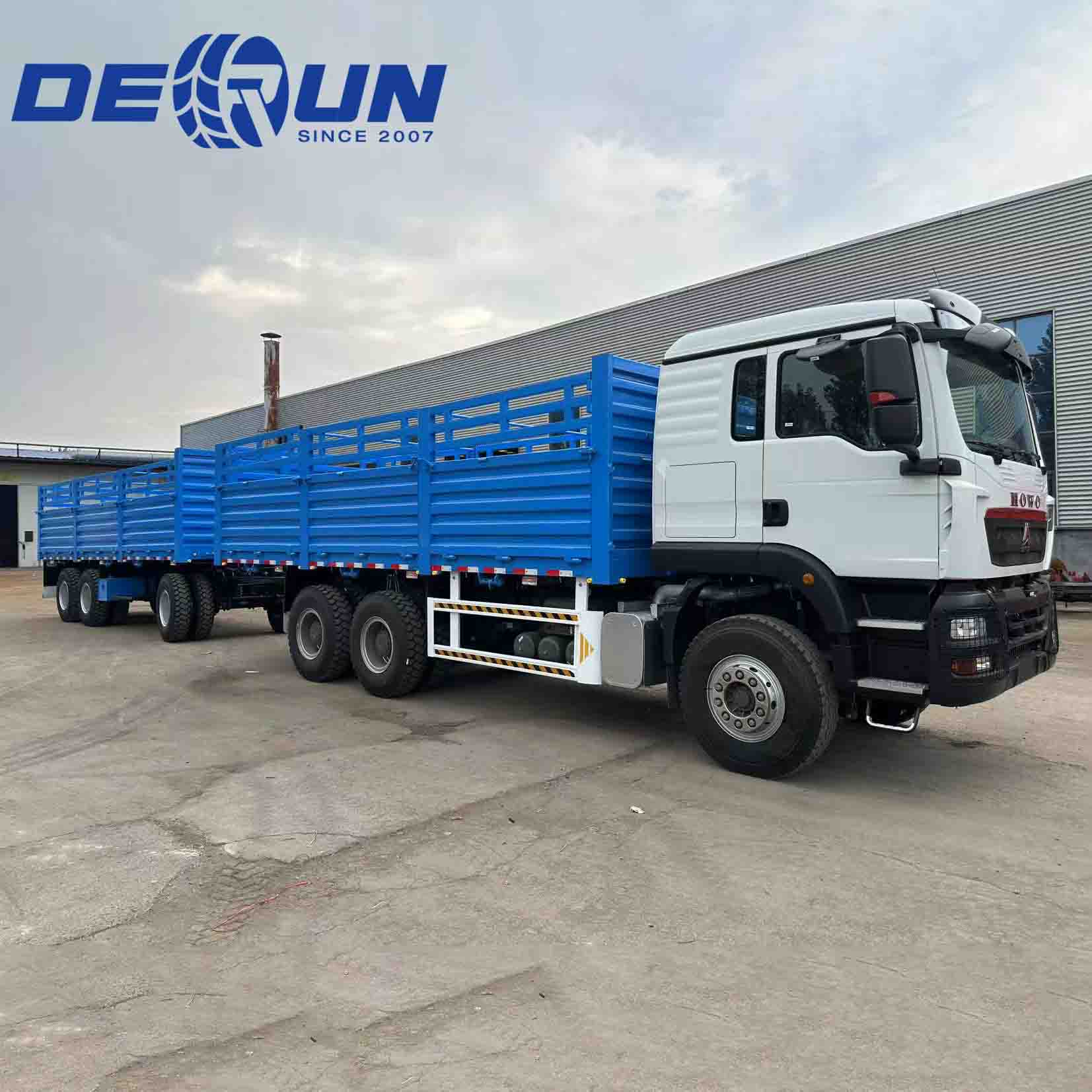Sinotruk Howo TX 6x4 Fence Cargo Cargo Truck พร้อมรถพ่วงแบบเพลา 3 เพลา